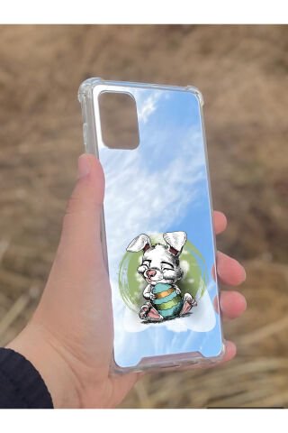 Samsung Galaxy A71 Uyumlu Aynalı Tavşan Desenli Darbe Kamera Korumalı Silikon Telefon Kılıfı