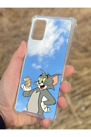 Samsung Galaxy A71 Uyumlu Aynalı Tom Ve Jerry Desenli Darbe Kamera Korumalı Silikon Telefon Kılıfı