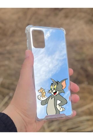 Samsung Galaxy A71 Uyumlu Aynalı Tom Ve Jerry Desenli Darbe Kamera Korumalı Silikon Telefon Kılıfı