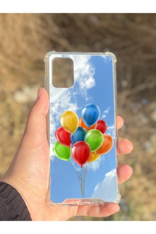 Samsung Galaxy A71 Uyumlu Aynalı Balon Desenli Darbe Kamera Korumalı Silikon Telefon Kılıfı