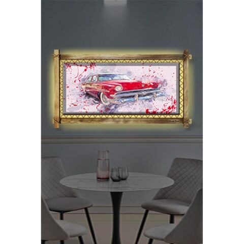Kanvas Antika Araba Led Işıklı Rustik Tablo - 96 x 66 cm