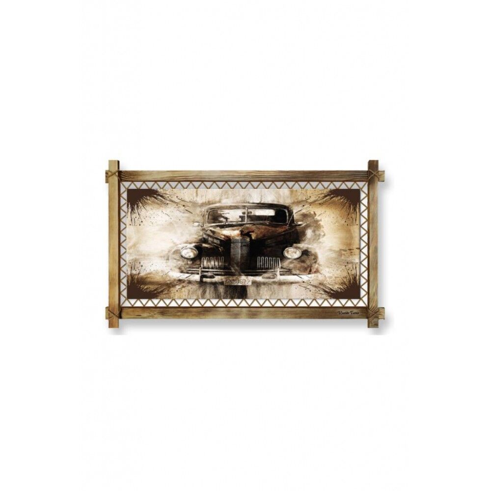 Kanvas Antika Araba Led Işıklı Rustik Tablo - 96 x 66 cm