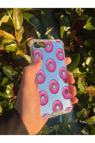 İphone SE Uyumlu Aynalı Donut Desenli Darbe Kamera Korumalı Silikon Telefon Kılıfı