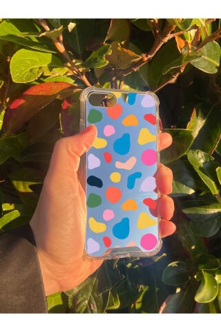 İphone SE Uyumlu Aynalı Benek Desenli Darbe Kamera Korumalı Silikon Telefon Kılıfı