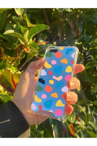 İphone SE Uyumlu Aynalı Benek Desenli Darbe Kamera Korumalı Silikon Telefon Kılıfı