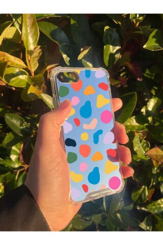 İphone SE Uyumlu Aynalı Benek Desenli Darbe Kamera Korumalı Silikon Telefon Kılıfı