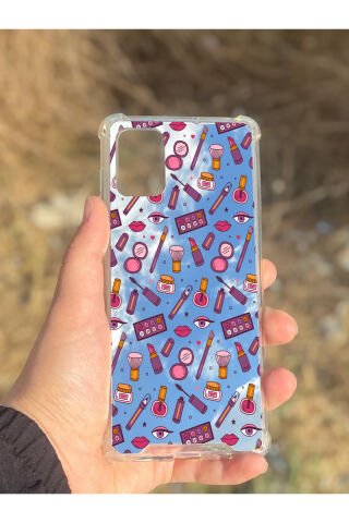 Samsung Galaxy A71 Uyumlu Aynalı Makyaj Desenli Darbe Kamera Korumalı Silikon Telefon Kılıfı