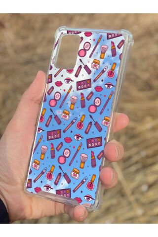 Samsung Galaxy A71 Uyumlu Aynalı Makyaj Desenli Darbe Kamera Korumalı Silikon Telefon Kılıfı
