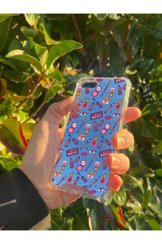 İphone SE Uyumlu Aynalı Kozmetik Desenli Darbe Kamera Korumalı Silikon Telefon Kılıfı