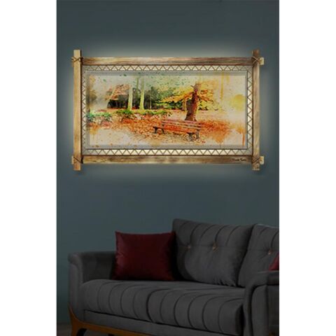 Kanvas Bank Led Işıklı Rustik Tablo - 96 x 66 cm