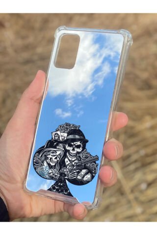 Samsung Galaxy A71 Uyumlu Aynalı Siyah Desenli Darbe Kamera Korumalı Silikon Telefon Kılıfı