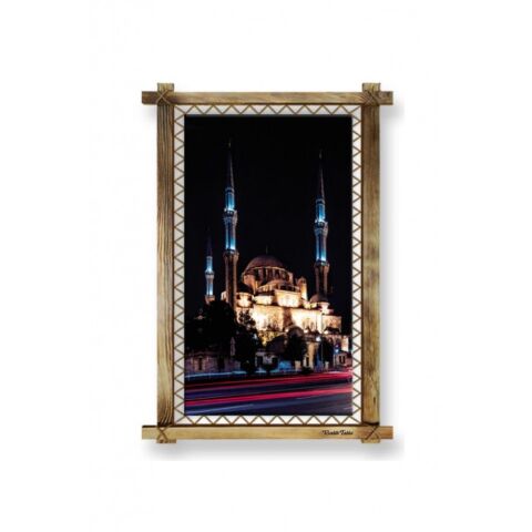 Kanvas Camii Led Işıklı Rustik Tablo - 96 x 66 cm