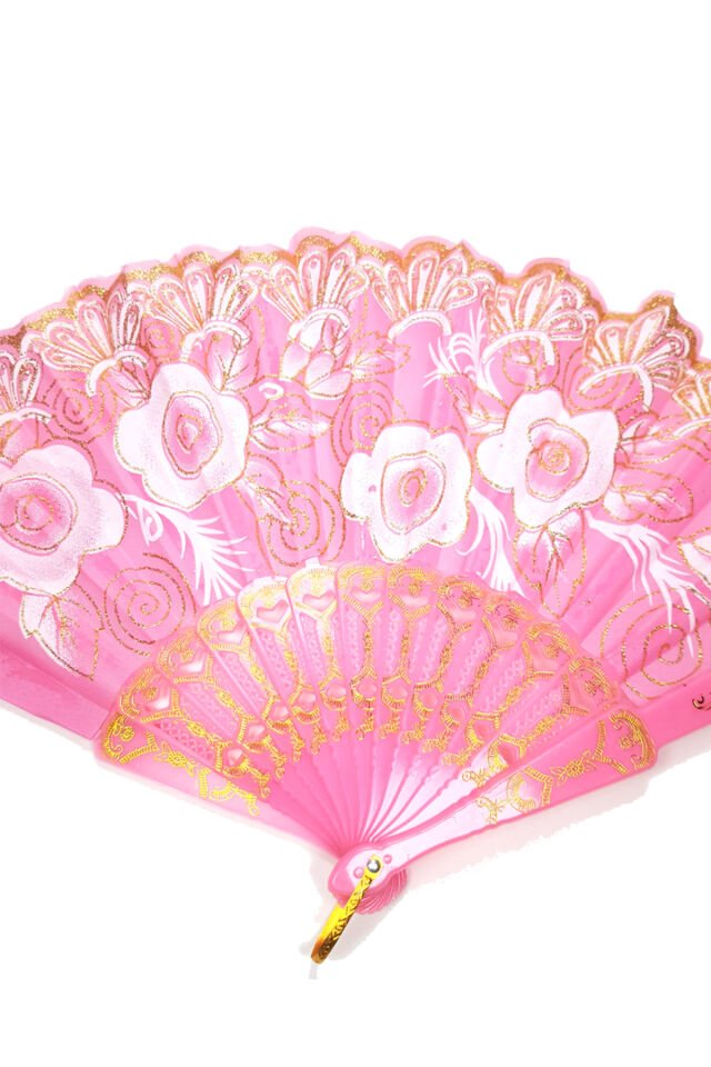 Şık Pembe Desenli Doğal Serinletici Katlanabilir Yelpaze