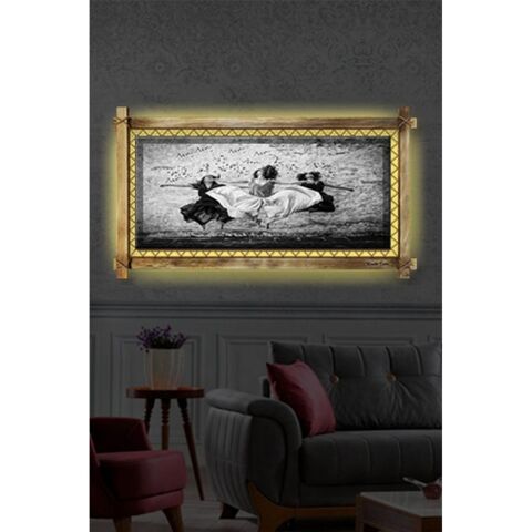 Kanvas Dans Eden Kızlar Led Işıklı Rustik Tablo - 96 x 66 cm