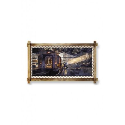 Kanvas Galata Kulesi Gece Led Işıklı Rustik Tablo - 96 x 66 cm