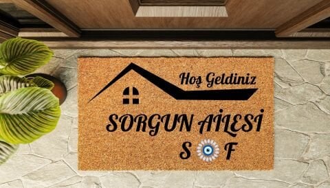 Kapı Önü Paspası Kişiye Özel Yazı Yazılır Koko Model Çatı Nazar PK-1586