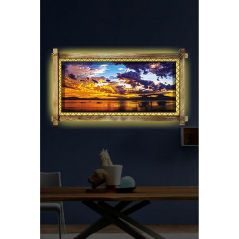 Kanvas Gün Batımı Led Işıklı Rustik Tablo - 96 x 66 cm
