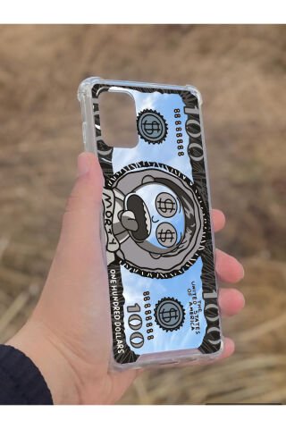 Samsung Galaxy A71 Uyumlu Aynalı Rick Dolar Desenli Darbe Kamera Korumalı Silikon Telefon Kılıfı