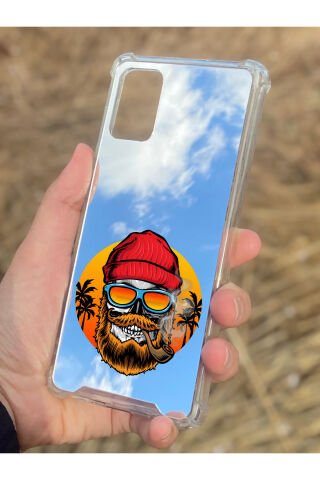 Samsung Galaxy A71 Uyumlu Aynalı Kuru Kafa Desenli Darbe Kamera Korumalı Silikon Telefon Kılıfı