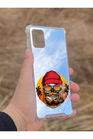Samsung Galaxy A71 Uyumlu Aynalı Kuru Kafa Desenli Darbe Kamera Korumalı Silikon Telefon Kılıfı