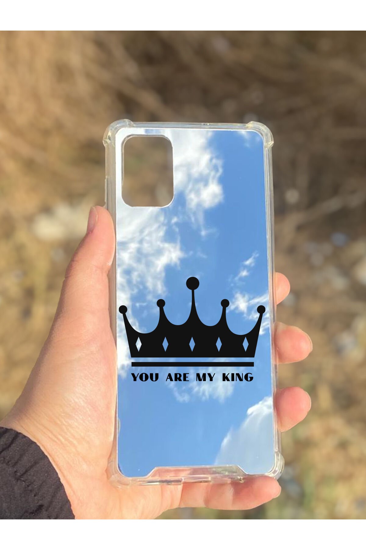 Samsung Galaxy A71 Uyumlu Aynalı Kral Taçı Desenli Darbe Kamera Korumalı Silikon Telefon Kılıfı