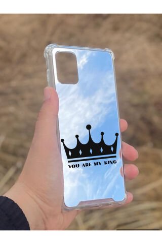 Samsung Galaxy A71 Uyumlu Aynalı Kral Taçı Desenli Darbe Kamera Korumalı Silikon Telefon Kılıfı