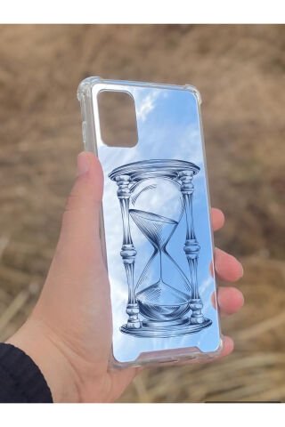 Samsung Galaxy A71 Uyumlu Aynalı Kum Saati Desenli Darbe Kamera Korumalı Silikon Telefon Kılıfı