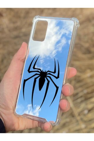 Samsung Galaxy A71 Uyumlu Aynalı Spider Desenli Darbe Kamera Korumalı Silikon Telefon Kılıfı