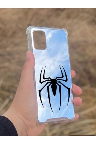 Samsung Galaxy A71 Uyumlu Aynalı Spider Desenli Darbe Kamera Korumalı Silikon Telefon Kılıfı
