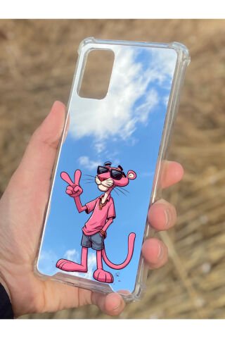 Samsung Galaxy A71 Uyumlu Aynalı Pembe Panter Desenli Darbe Kamera Korumalı Silikon Telefon Kılıfı