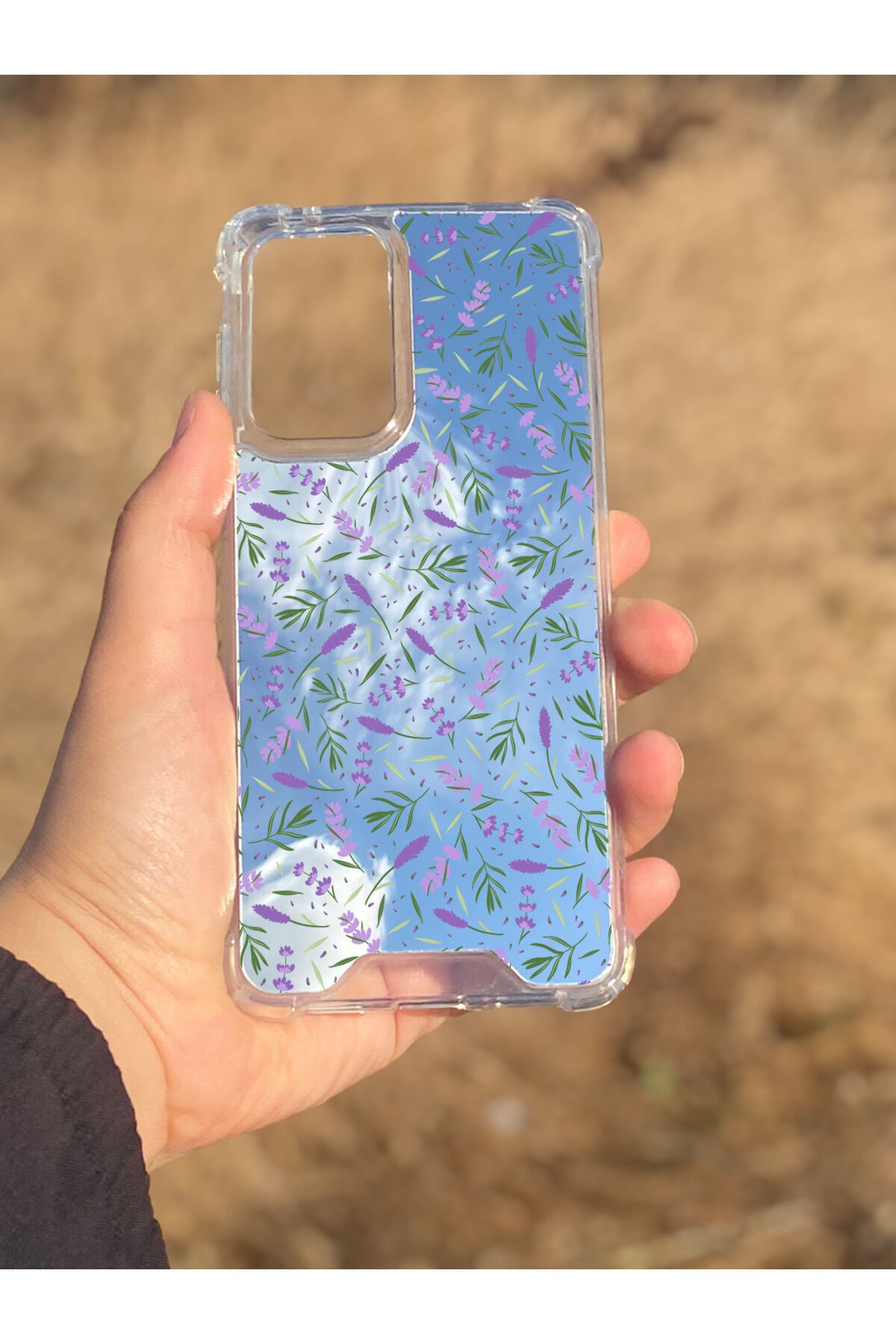 Samsung Galaxy A33 Uyumlu Aynalı Mor Yaprak Desenli Darbe Kamera Korumalı Silikon Telefon Kılıfı