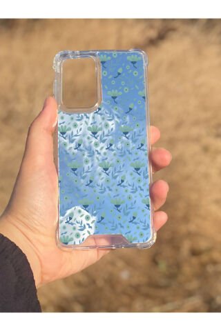 Samsung Galaxy A33 Uyumlu Aynalı Mor Çiçek Desenli Darbe Kamera Korumalı Silikon Telefon Kılıfı
