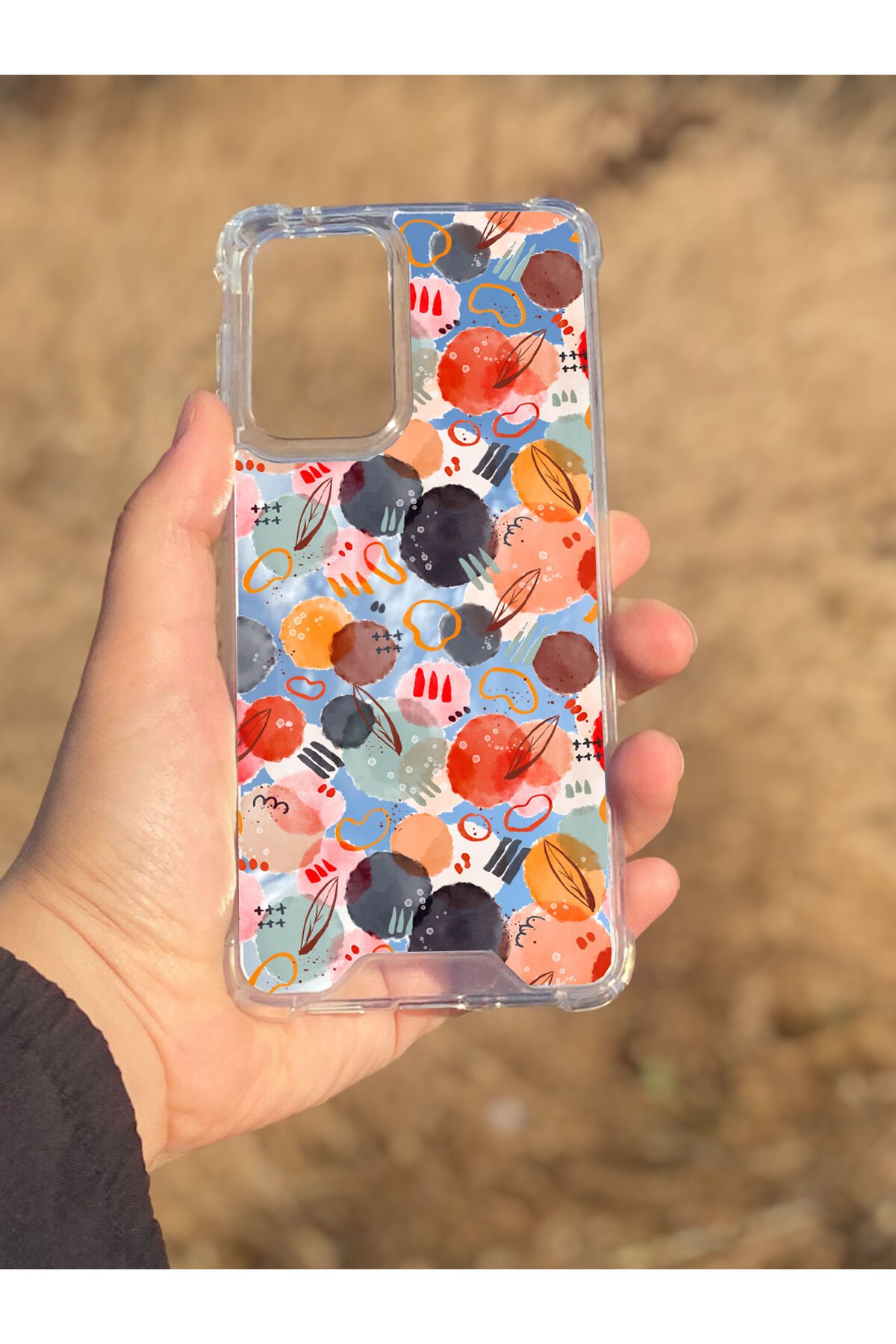 Samsung Galaxy A33 Uyumlu Aynalı Renkli Daire Desenli Darbe Kamera Korumalı Silikon Telefon Kılıfı