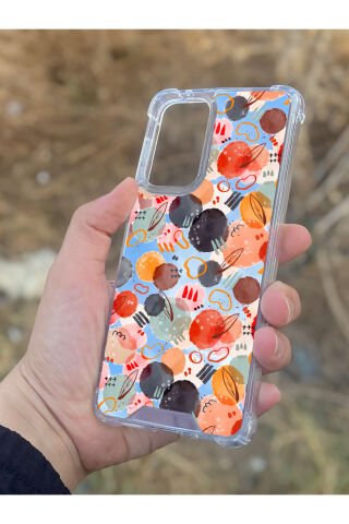 Samsung Galaxy A33 Uyumlu Aynalı Renkli Daire Desenli Darbe Kamera Korumalı Silikon Telefon Kılıfı