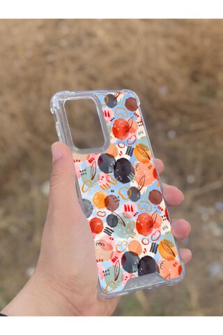 Samsung Galaxy A33 Uyumlu Aynalı Renkli Daire Desenli Darbe Kamera Korumalı Silikon Telefon Kılıfı