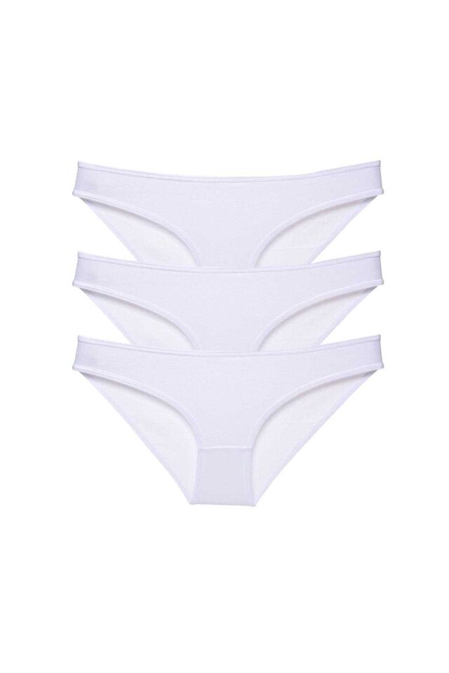 3 adet Süper Eko Set Likralı Kadın Slip Külot Beyaz