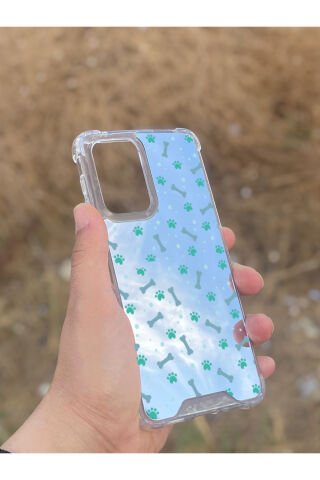 Samsung Galaxy A33 Uyumlu Aynalı Pati Kemik Desenli Darbe Kamera Korumalı Silikon Telefon Kılıfı