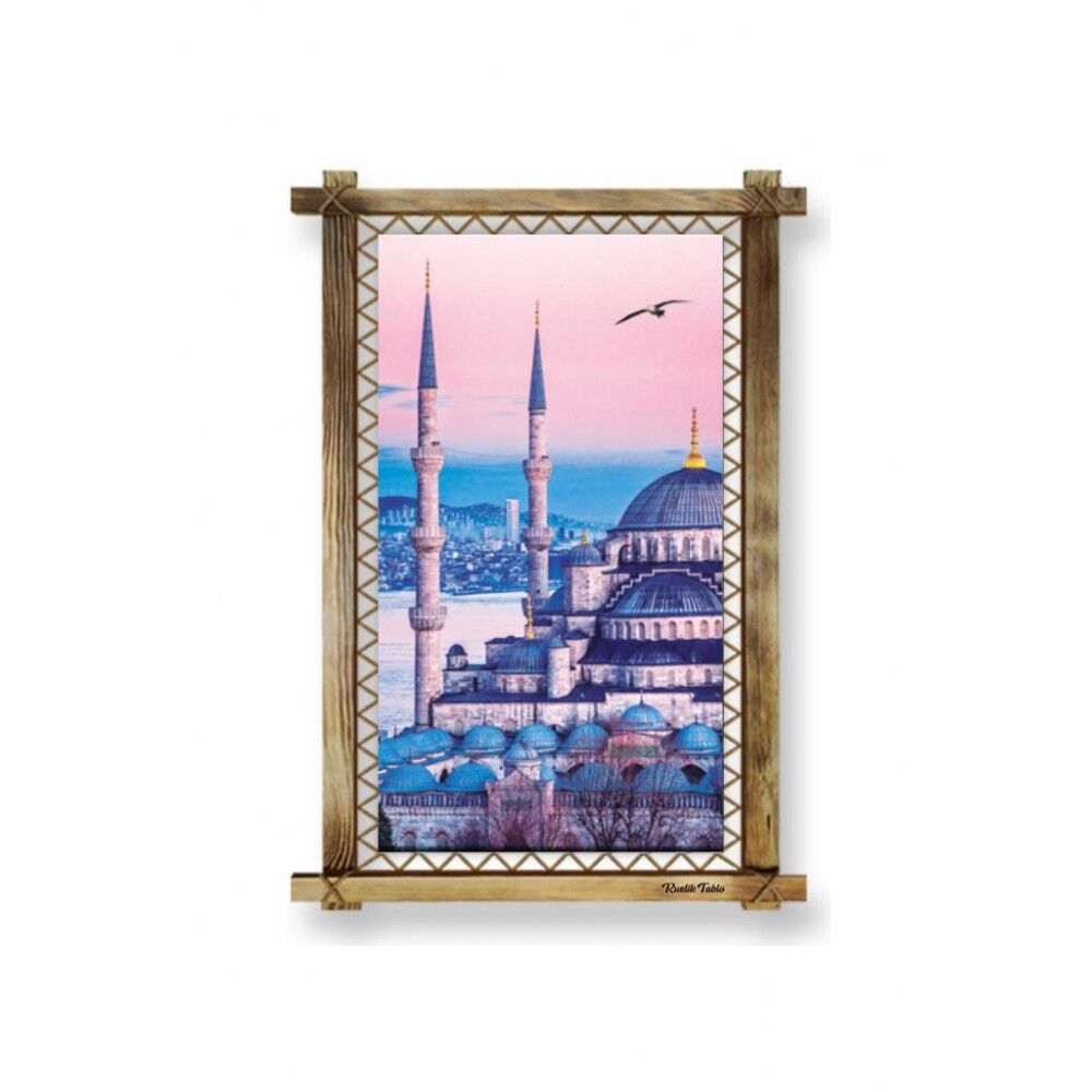 Kanvas İstanbul Camii Led Işıklı Rustik Tablo - 96 x 66 cm