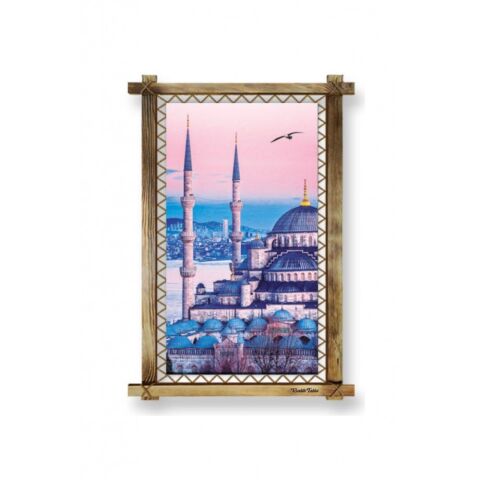 Kanvas İstanbul Camii Led Işıklı Rustik Tablo - 96 x 66 cm