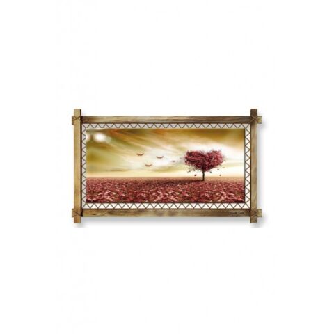 Kanvas Kalp Ağaç Led Işıklı Rustik Tablo - 96 x 66 cm
