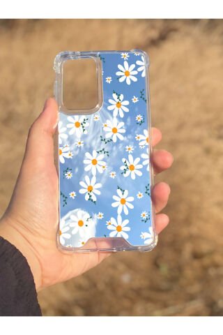 Samsung Galaxy A33 Uyumlu Aynalı Papatya Desenli Darbe Kamera Korumalı Silikon Telefon Kılıfı