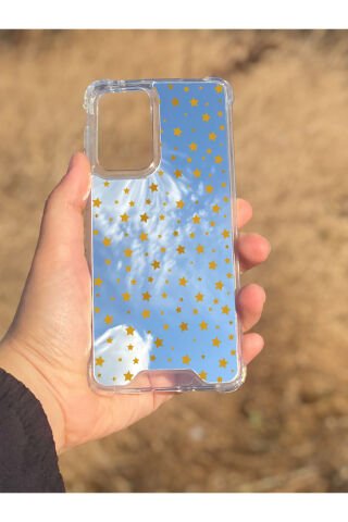 Samsung Galaxy A33 Uyumlu Aynalı Yıldız Desenli Darbe Kamera Korumalı Silikon Telefon Kılıfı