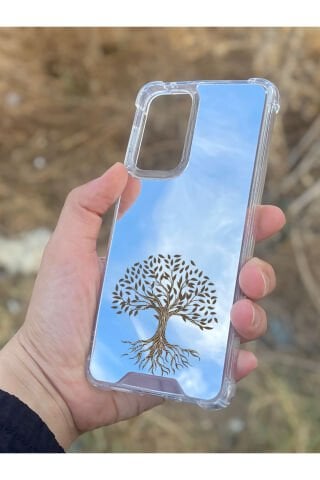 Samsung Galaxy A33 Uyumlu Aynalı Ağaç Desenli Darbe Kamera Korumalı Silikon Telefon Kılıfı