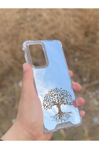Samsung Galaxy A33 Uyumlu Aynalı Ağaç Desenli Darbe Kamera Korumalı Silikon Telefon Kılıfı