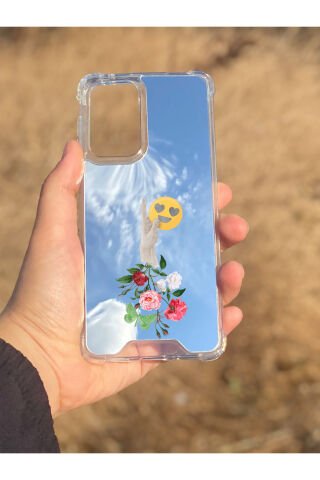 Samsung Galaxy A33 Uyumlu Aynalı Çiçekli El Desenli Darbe Kamera Korumalı Silikon Telefon Kılıfı