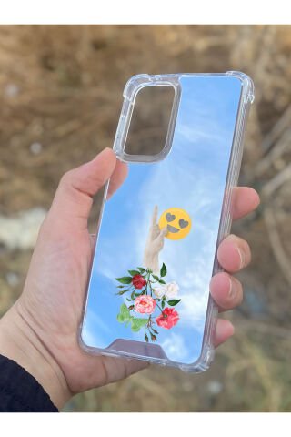 Samsung Galaxy A33 Uyumlu Aynalı Çiçekli El Desenli Darbe Kamera Korumalı Silikon Telefon Kılıfı