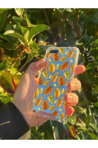 İphone SE 2022 Uyumlu Aynalı Sonbahar Desenli Darbe Kamera Korumalı Silikon Telefon Kılıfı