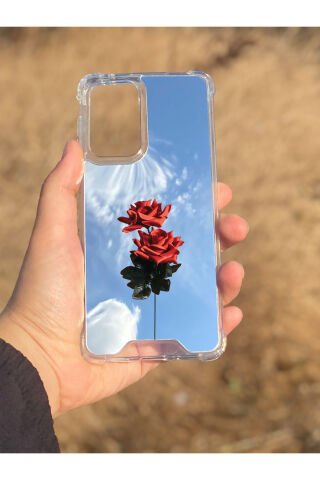 Samsung Galaxy A33 Uyumlu Aynalı Gül Desenli Darbe Kamera Korumalı Silikon Telefon Kılıfı