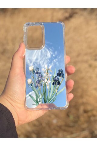 Samsung Galaxy A33 Uyumlu Aynalı Mor Beyaz Desenli Darbe Kamera Korumalı Silikon Telefon Kılıfı