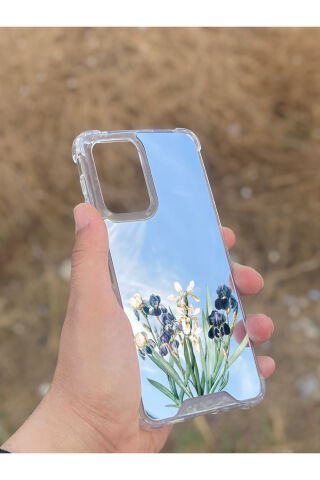 Samsung Galaxy A33 Uyumlu Aynalı Mor Beyaz Desenli Darbe Kamera Korumalı Silikon Telefon Kılıfı
